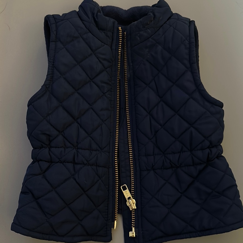 infant 3-6 months navy and gold quilted vest